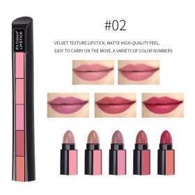 10-Color Matte Velvet Lipstick Set, 5-in-1 Long Lasting Non-Drying Lipstick Kit, Portable Multi-Color Lip Stick For Daily & Party Makeup (Option: 02)